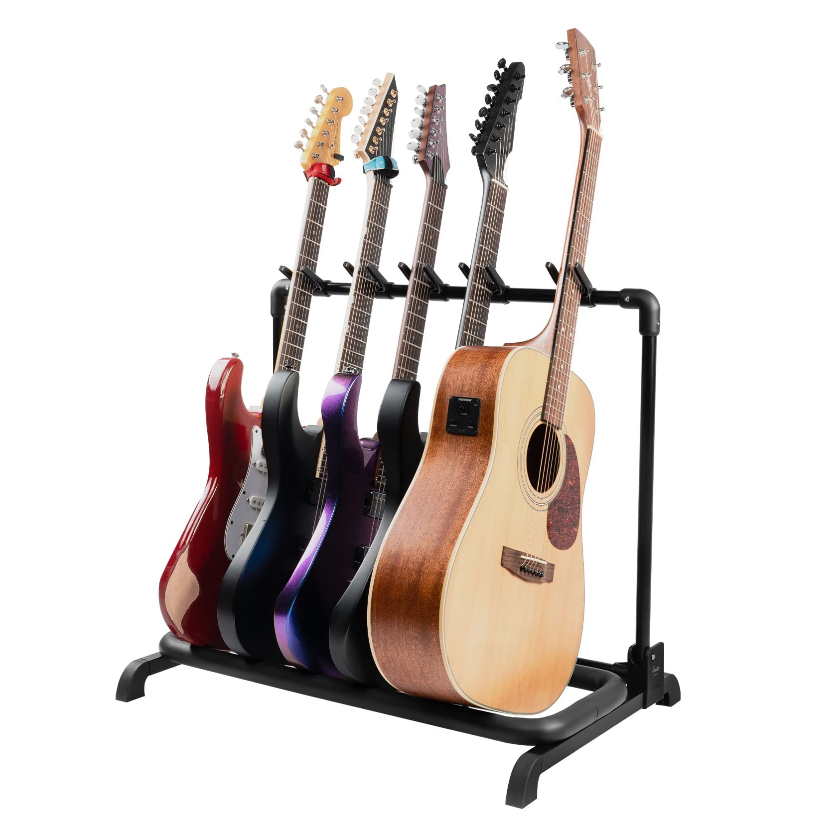 GUITTO ギタースタンド (5本収納) 折りたたみ式 ユニバーサルディスプレイラック ...