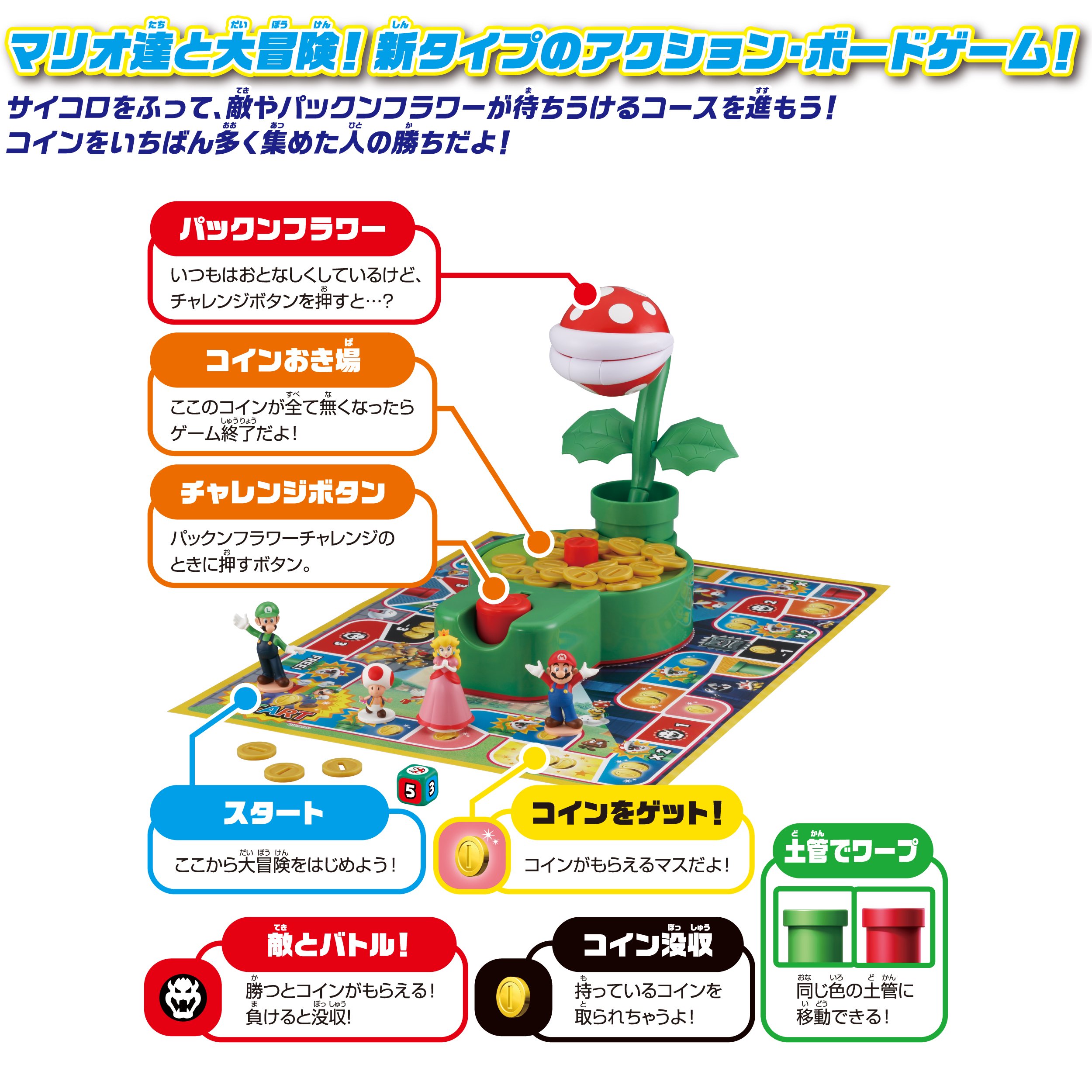 エポック(EPOCH) 社 スーパーマリオ かみつき注意! パックンフラワーゲームの商品画像 2
