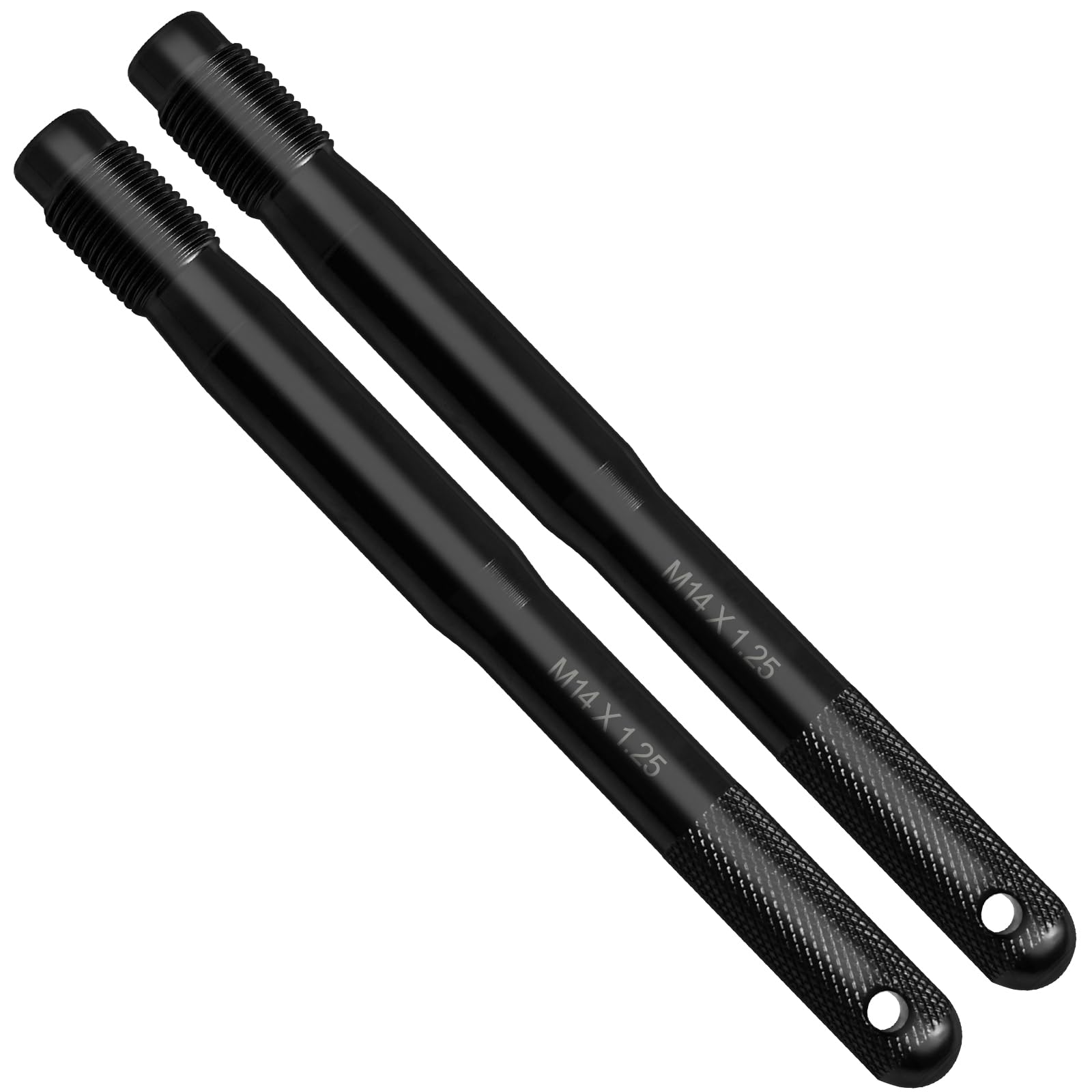 Sondsilen ホイールセッティングボルト M14×P1.25 ホイールガイドボルト ホイールアライメントピン ホイール取り付け 輸入車のタイヤ交換 ホイールハンガー位置決め工具 有孔 黒 15CM 2本セット