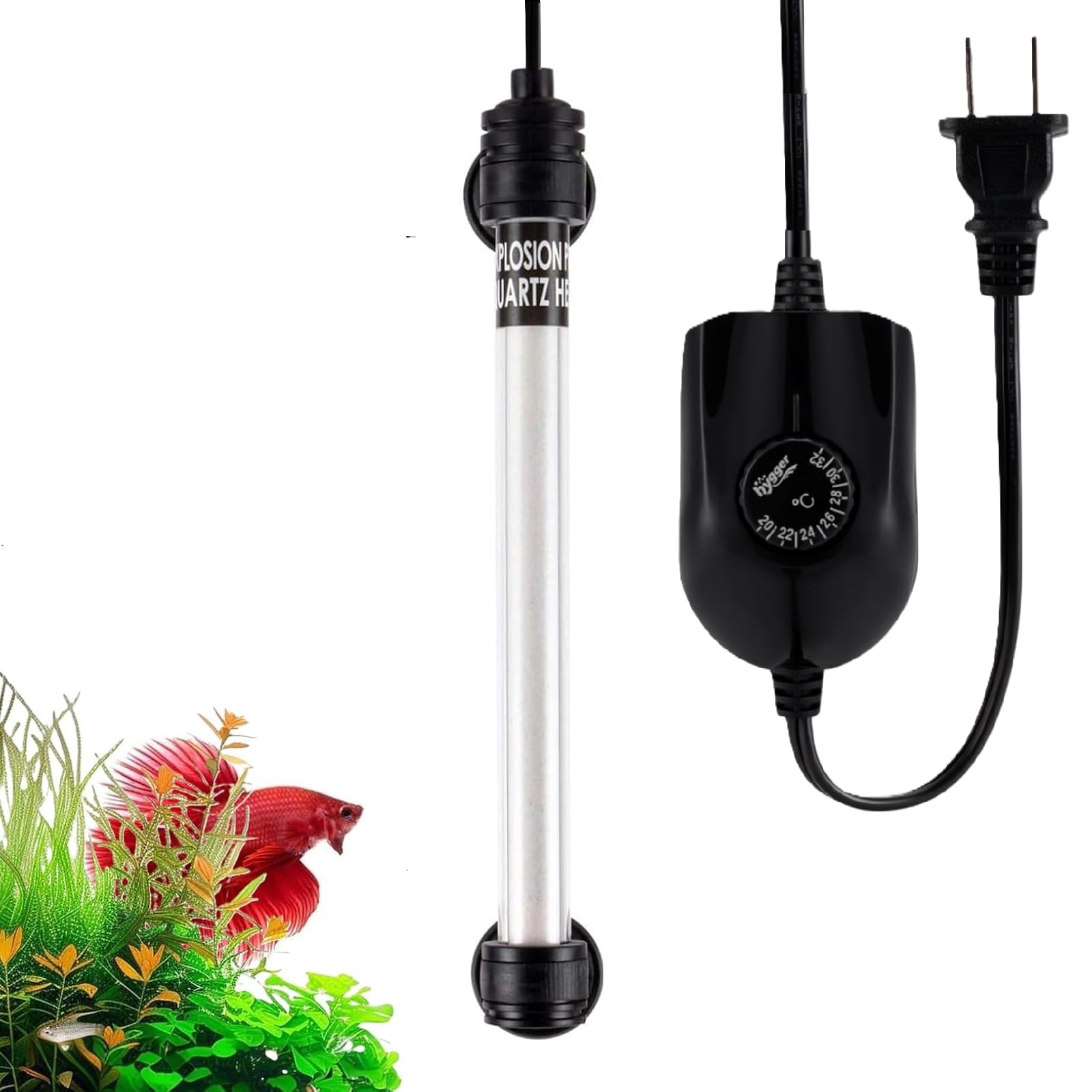 乐天商城 - hygger 水槽ヒーター 60cm用 20-32℃温度可変 20-60L水槽用ヒーター 一体型ヒーター 熱帯魚 ヒーター 水槽 ミニ 水中用 水温管理用 温度調整 省エネ 熱帯魚・観賞魚対応 過熱保護機能付き 防爆 縦