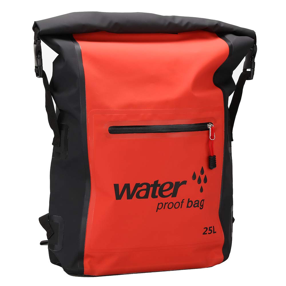  防水 ドライバッグ funcle ファンクル CY-FS0203 防水 リュック リュックサック 大容量 25L 超軽量 アウトドア パック 収納袋 登山 釣り 旅行用 サイクリング 海水浴 バッグ (レッド)