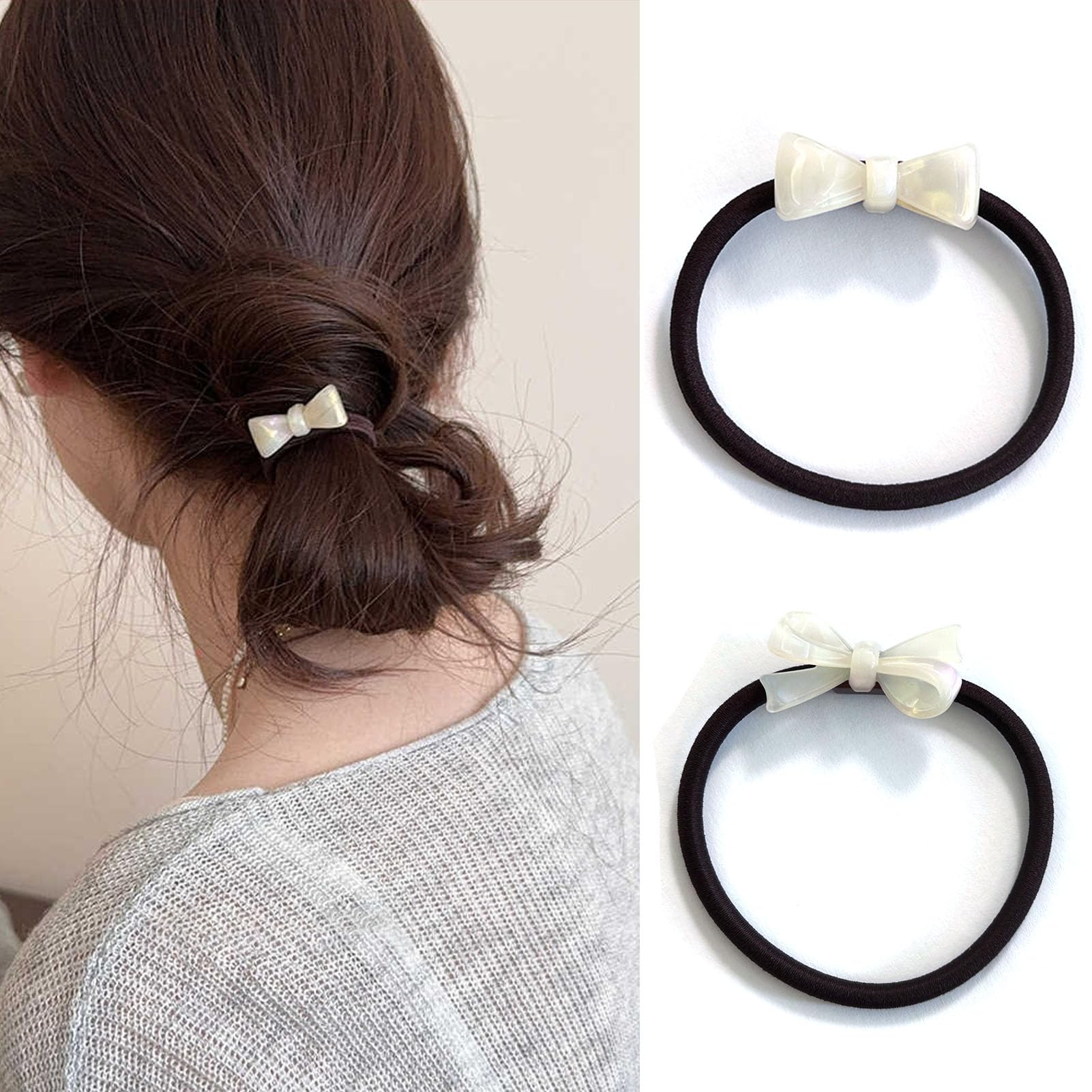 Natunofu ヘアゴム 髪ゴム 髪飾り リボン ヘアアクセサリー おしゃれ 大人 跡がつかないヘアゴム 大人 可愛い ゴム オシャレ リボンゴム リボン ゴム 蝶結び 髪飾り 髪留め 高弾性 優雅 エレガ