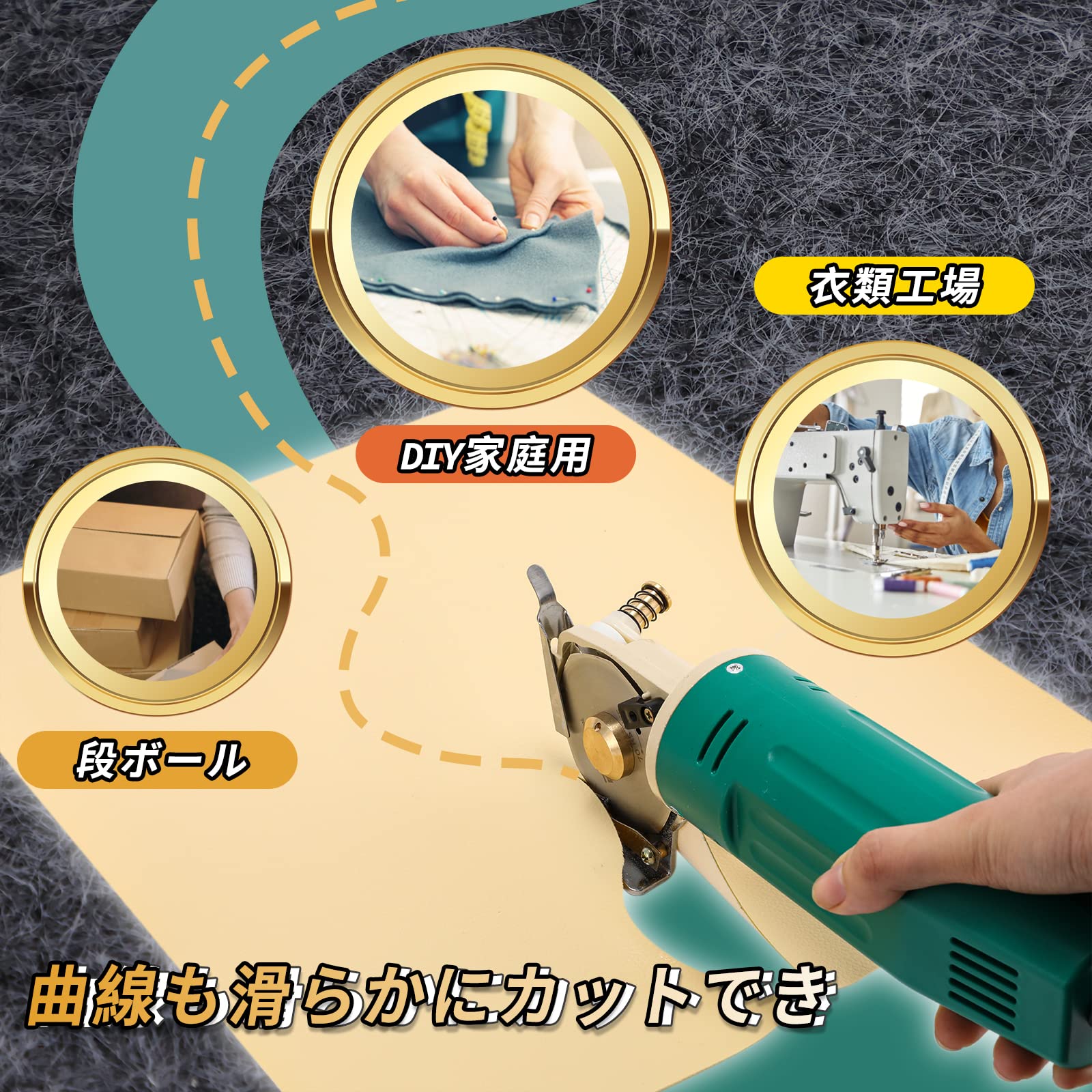 【Spolehli】 電動カッター 切断厚み25mm 1.8mm電源コード 170W 手持ち式切断機 布...