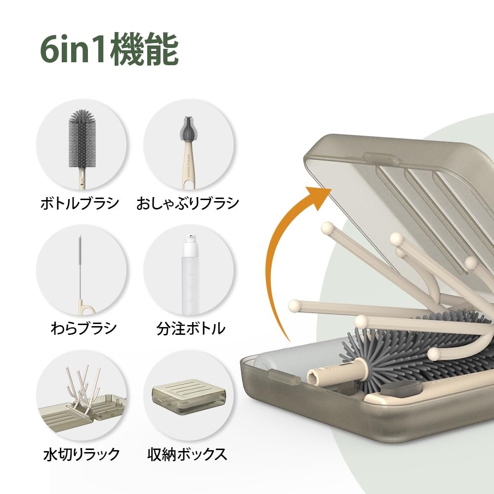VOGOGE 哺乳瓶洗い 旅行, 哺乳瓶ブラシ 持ち運び, 赤ちゃん旅行の必需品, 透明なコーヒー色 crestshop-10042338 CREST shop サンプル画像2