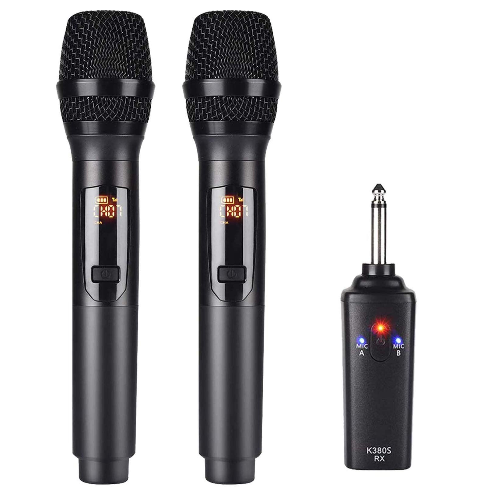 Kithouseワイヤレスマイク カラオケ 無線マイク 充電式ダイナミックマイク UHF 10チャンネル 技適認証済 ハンドヘルドマイク 6.35mmレシーバ付き 複数台同時使用 日本語取扱書付き 会議 カラオ