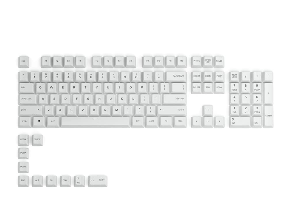Glorious グロリアス PBT キーキャップ 白 英語配列 フルサイズ テンキーレス コンパクト 全サイズ対応 100 96 85 75 65 60 ゲーミング メカニカルキーボード 114キー keycaps pbt