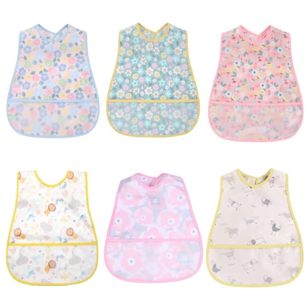 Rakuten - [スリーマッシュルーム] 食事用エプロン 子供 ベビー 離乳食 エプロン大判 38×28cm 【名前タグ付き】 3枚セット 綿+EVA防水 汚れをさっと拭き取れる 保育園 入園準備 スナップボタン 調整可能