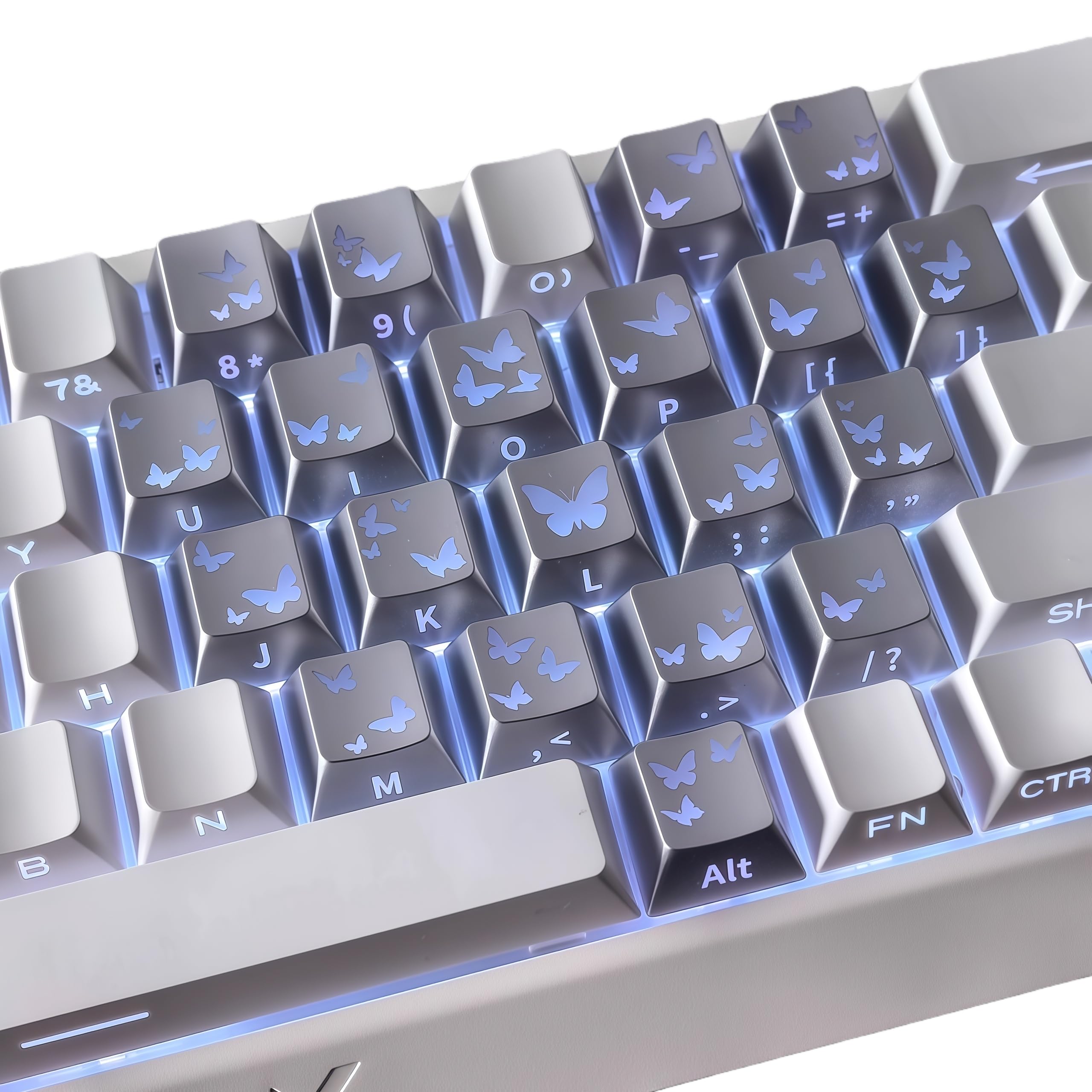 乐天商城 - JYF.QUANYI キーキャップ 21キー ハート蝶 ダブルショット PC 光透過 サイド彫刻 Cherry プロファイル MX メカニカルキーボード用パソコン用キーボード (サイド刻印キーキャップ)