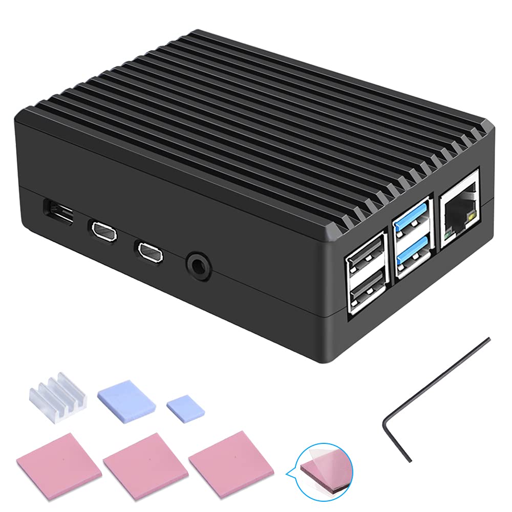 GeeekPi Raspberry Pi4アルミニウムケースRaspberryPi 4Bパッシブ冷却熱放散メタルケースはRaspberryPi 4のみに適用可能（ブラック）