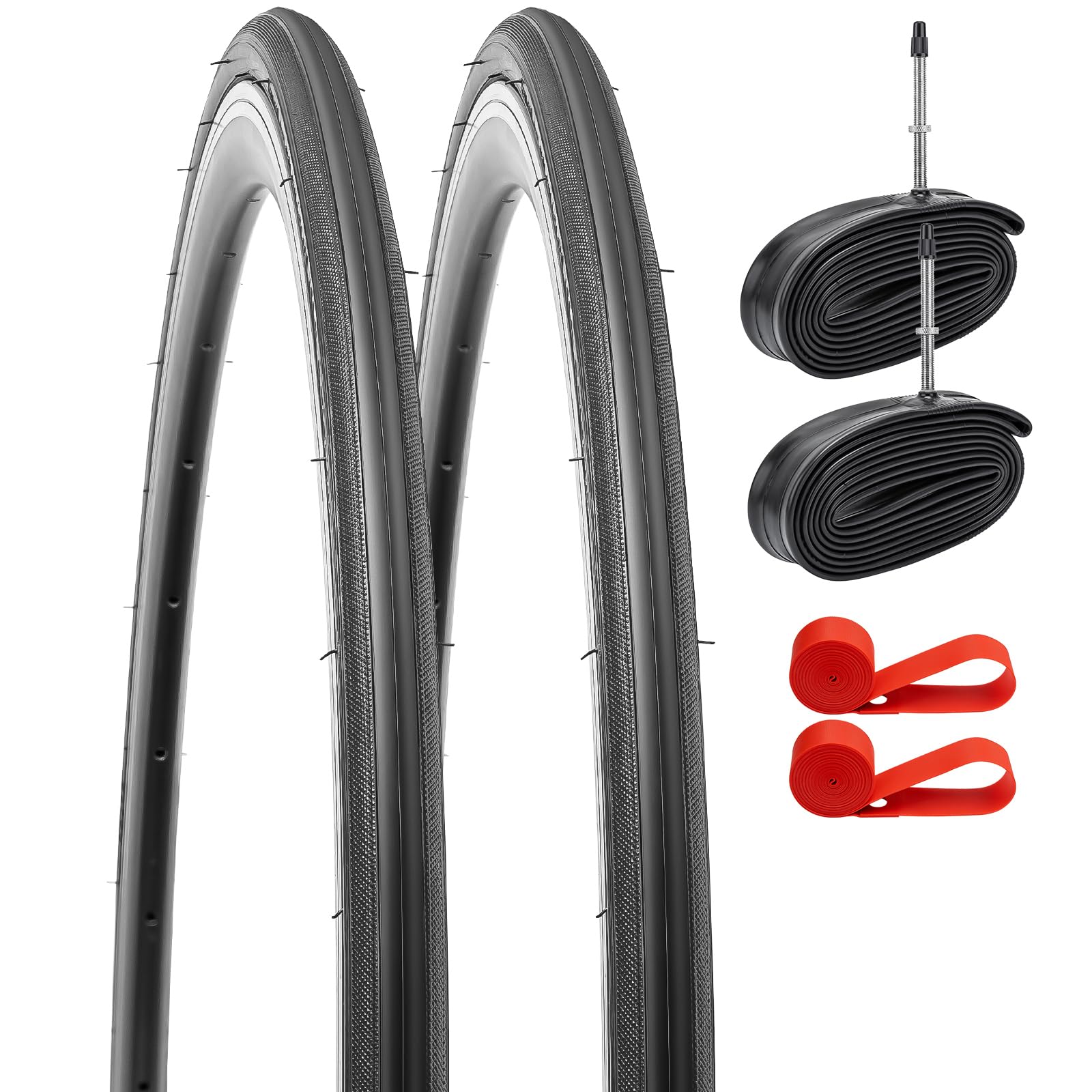 Rakuten - YunSCM 2本セット,700 23c タイヤ,700x23c 23-622 自転車タイヤ+ 700x18/25c チューブ 仏式バルブ60mm+リムテープ+タイヤレバ,適用 700c23c ロードバイク,Y-1233
