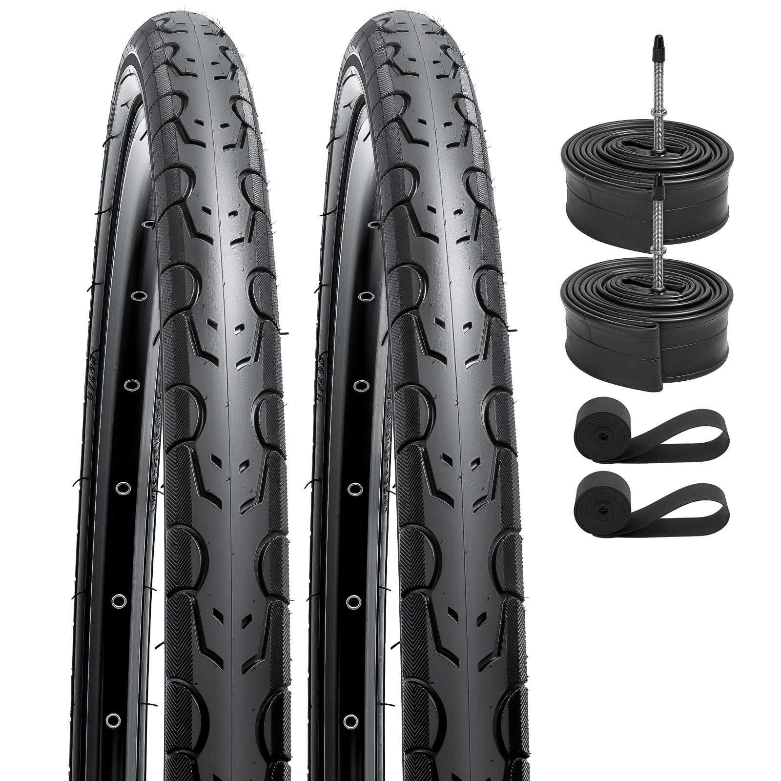 Rakuten - YunSCM 2本セット,700 28c タイヤ 超耐久,自転車 ロードバイク タイヤ 700x28c/30c,700x28c 28-622 自転車タイヤ + 700x25/34C チューブ肉厚 仏式バルブ60mm+リムテープ+タイヤレバー,両側滑り止めパターン設