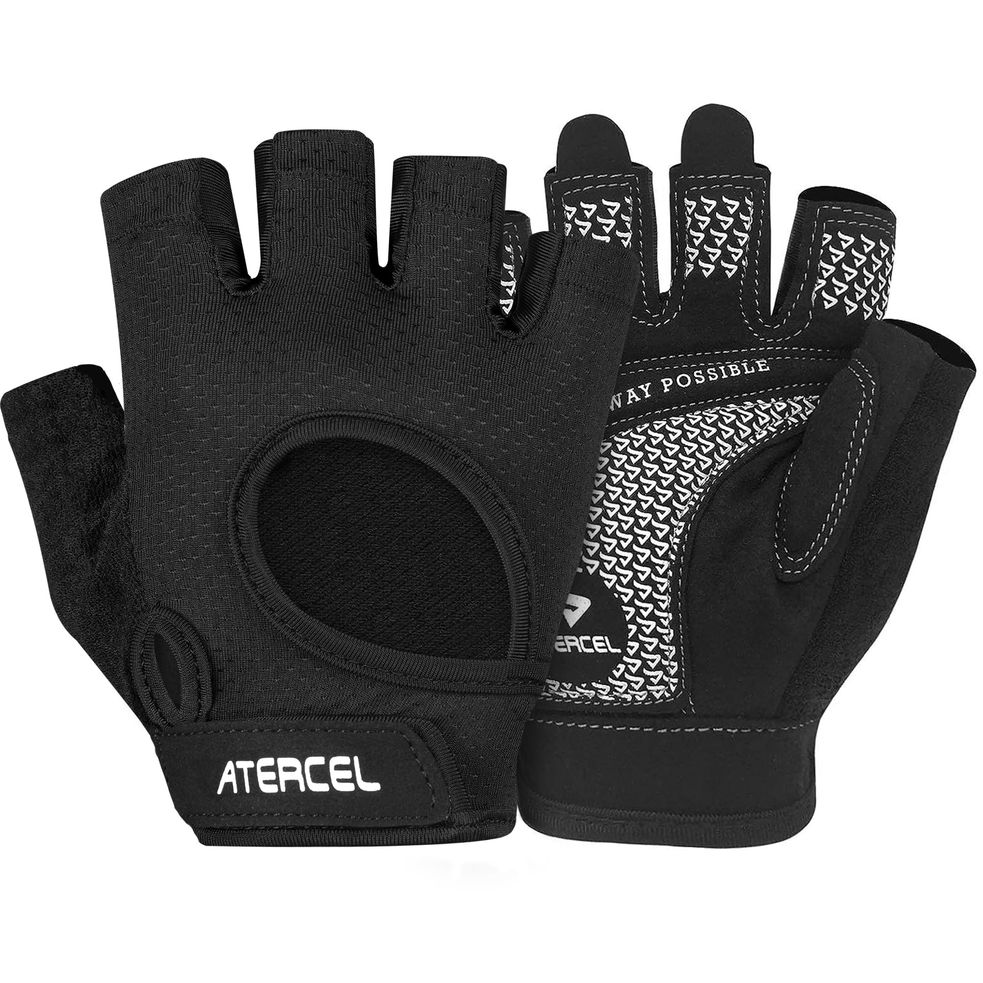 【ATERCEL】筋トレグローブ メンズ レディース 筋トレ 手袋 ジムグローブ スポーツグローブ 滑り止め 通気性 人間工学設計 フィット感 軽量 （ブラック M）