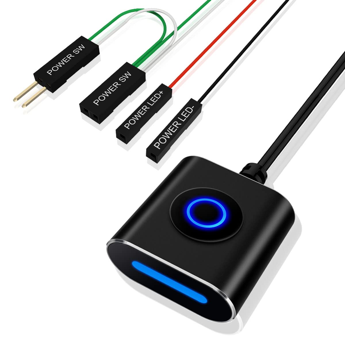 Rakuten - COOIDEA デスクトップコンピュータ電源スイッチ、PC電源ボタン外部、リモートブート用外部延長ケーブルPCマザーボード電源オンオフスイッチ - 2.5M マグネット付き