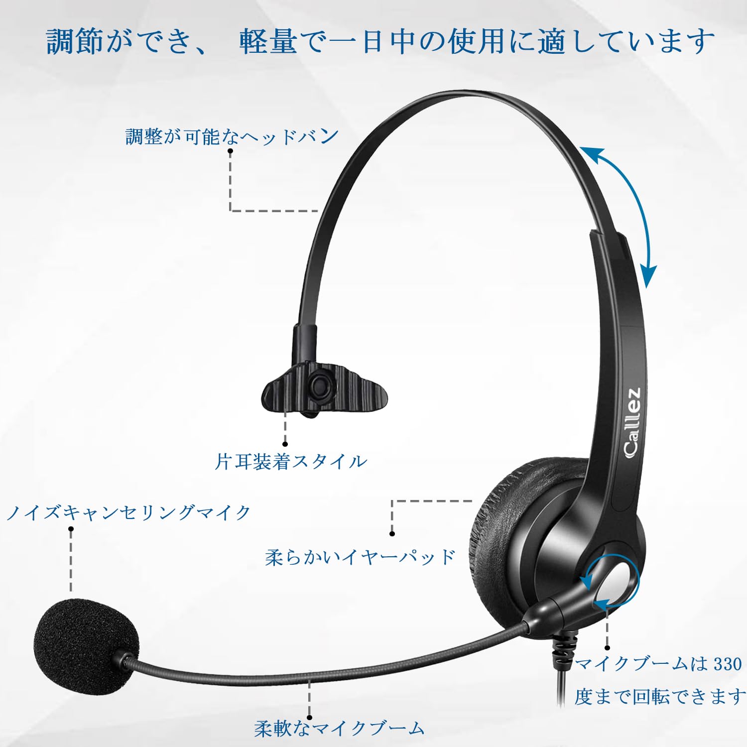 ヘッドセットUSB 片耳 ノイズキャンセリングマイク付きとオーディオ制御 ビジネス、Skype、オフィス、Web会議、リモートワーク、コールセンター、在宅勤務に適用されるPC用ヘッドホン 明瞭 crestshop-10047794 CREST shop サンプル画像3