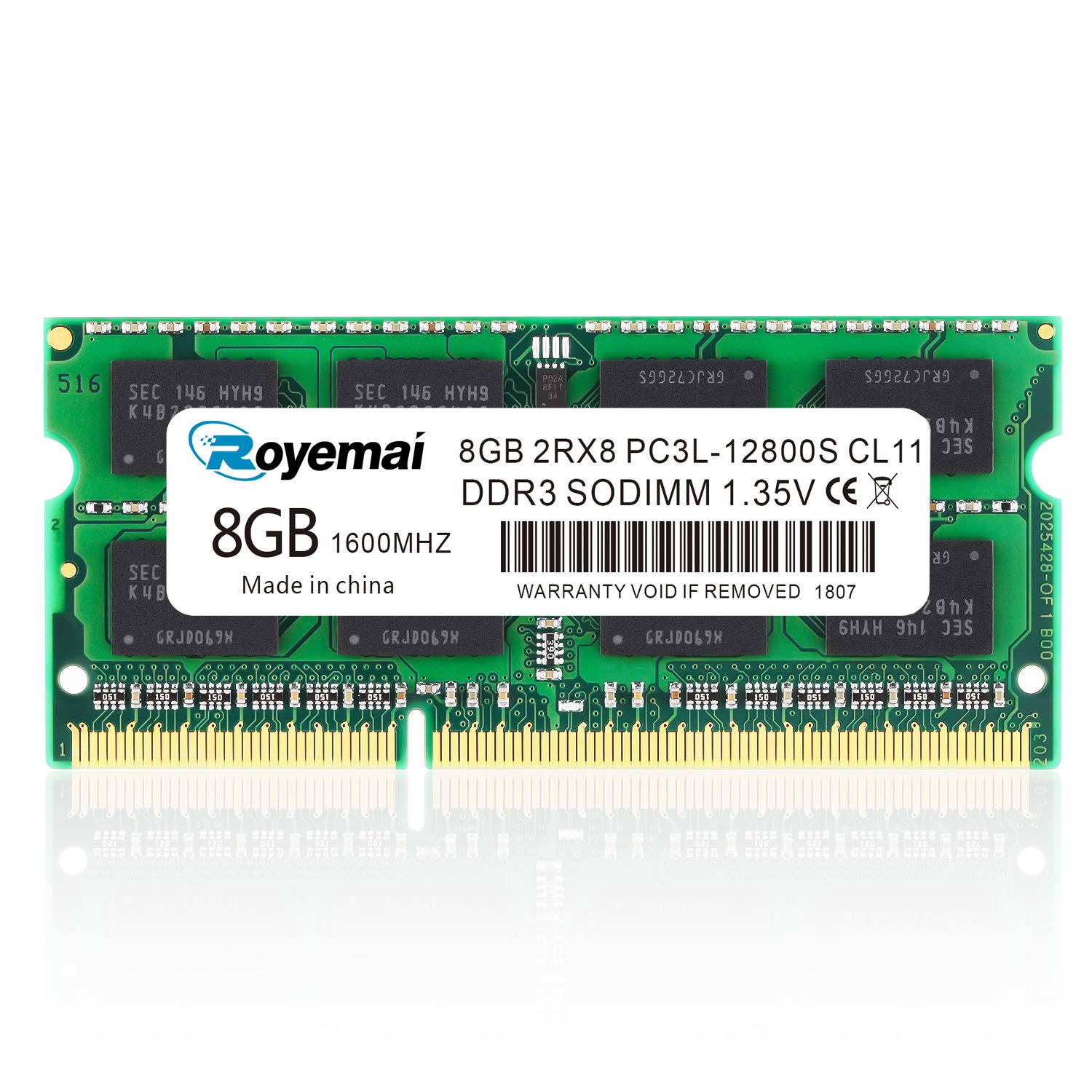 8GB PC3L-12800S DDR3L-1600 DDR3 12800 Sodimm 204ピン CL11 RAM mac対応モデル（電圧1.35V & 1.5V 両対応) メモリモジュール Intel AMD Mac System ノートパソコン用
