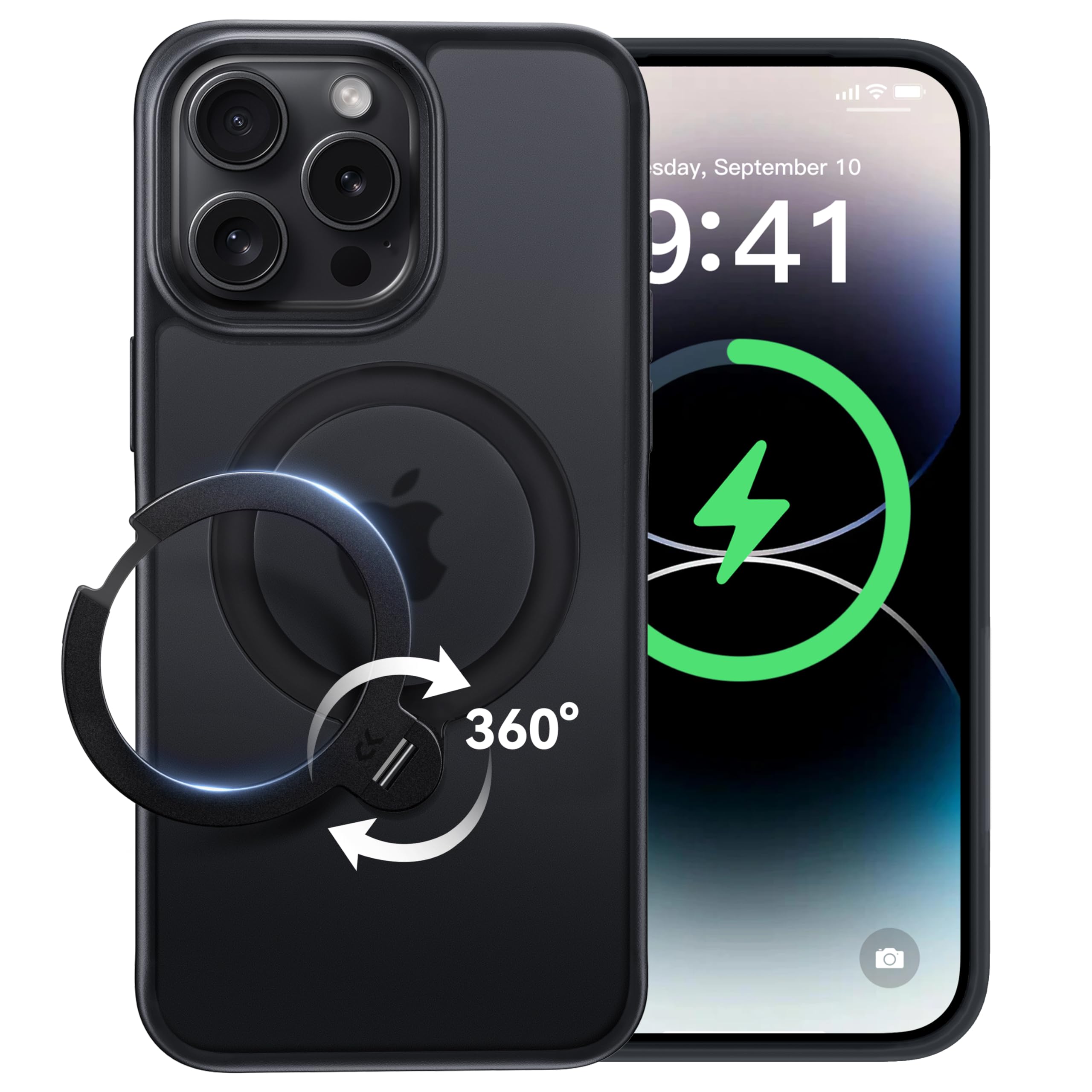 樂天商城 - 【2026最高傑作&定点360度回転】CASEKOO iPhone 14 Pro Max 用 ケース 超強磁力 米軍MIL規格 耐衝撃 高耐久性【横縦両立・角度調整】指紋防止/マット仕上げ/黄変防止/薄型半透明 スマホカバー レンズ