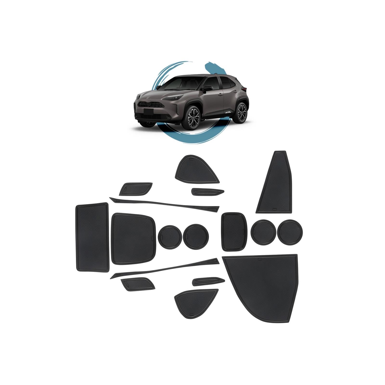 Rakuten - ruiya 【2026.2MC以後】 新型 トヨタ ヤリスクロス ラバーマット 専用 新型ヤリス クロス インテリアラバーマット マイナーチェンジモデル 型 ドアポケット 滑り止めマット アクセサリー 滑り