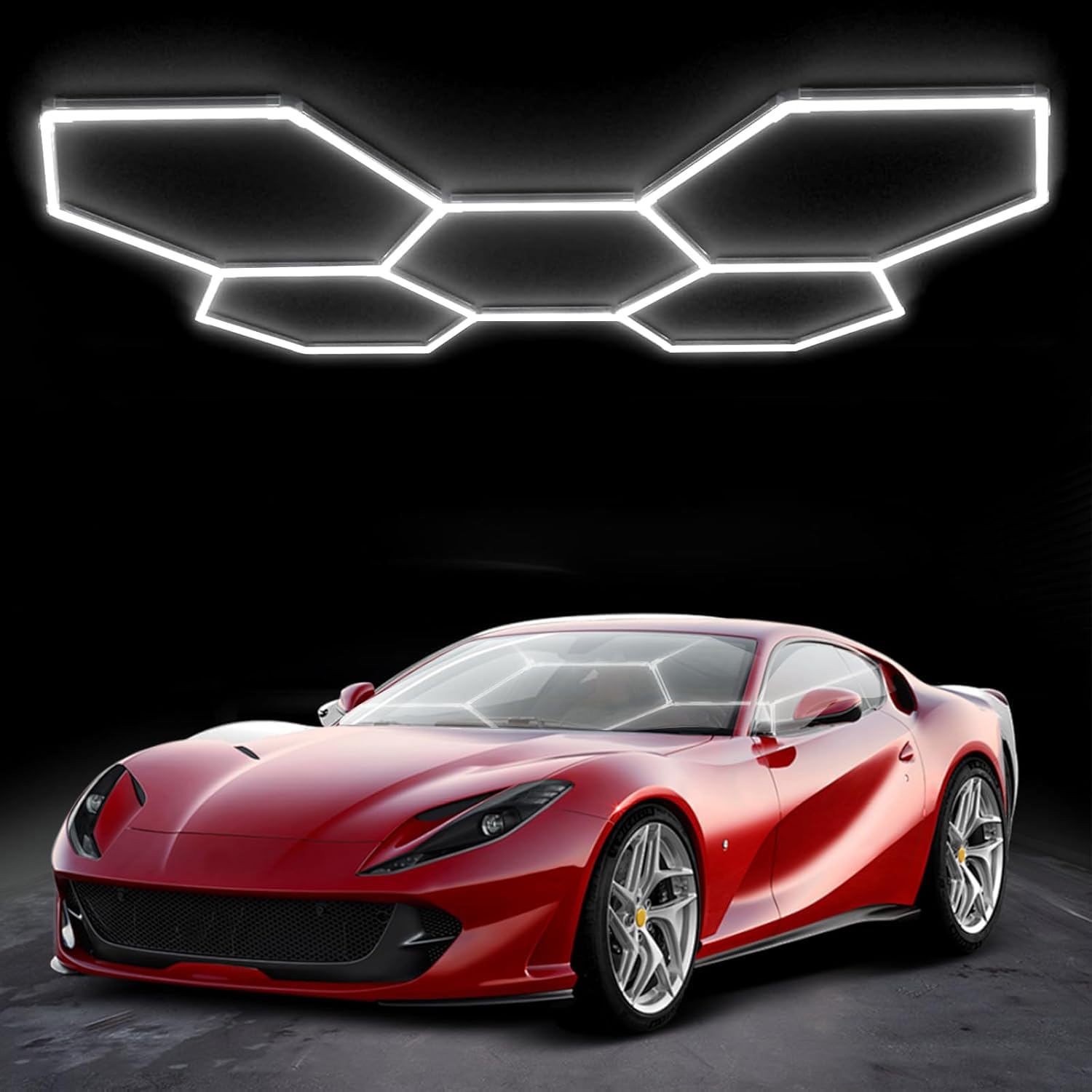 LEDガレージライト 六角形ガレージランプ ハニカムライト 192W 24960lm 6500K 5個ガレージ用六角形LEDライト 高輝度 DIYセット PCプラスチック製 洗車室、車のディテールガレージ、ワークショップ