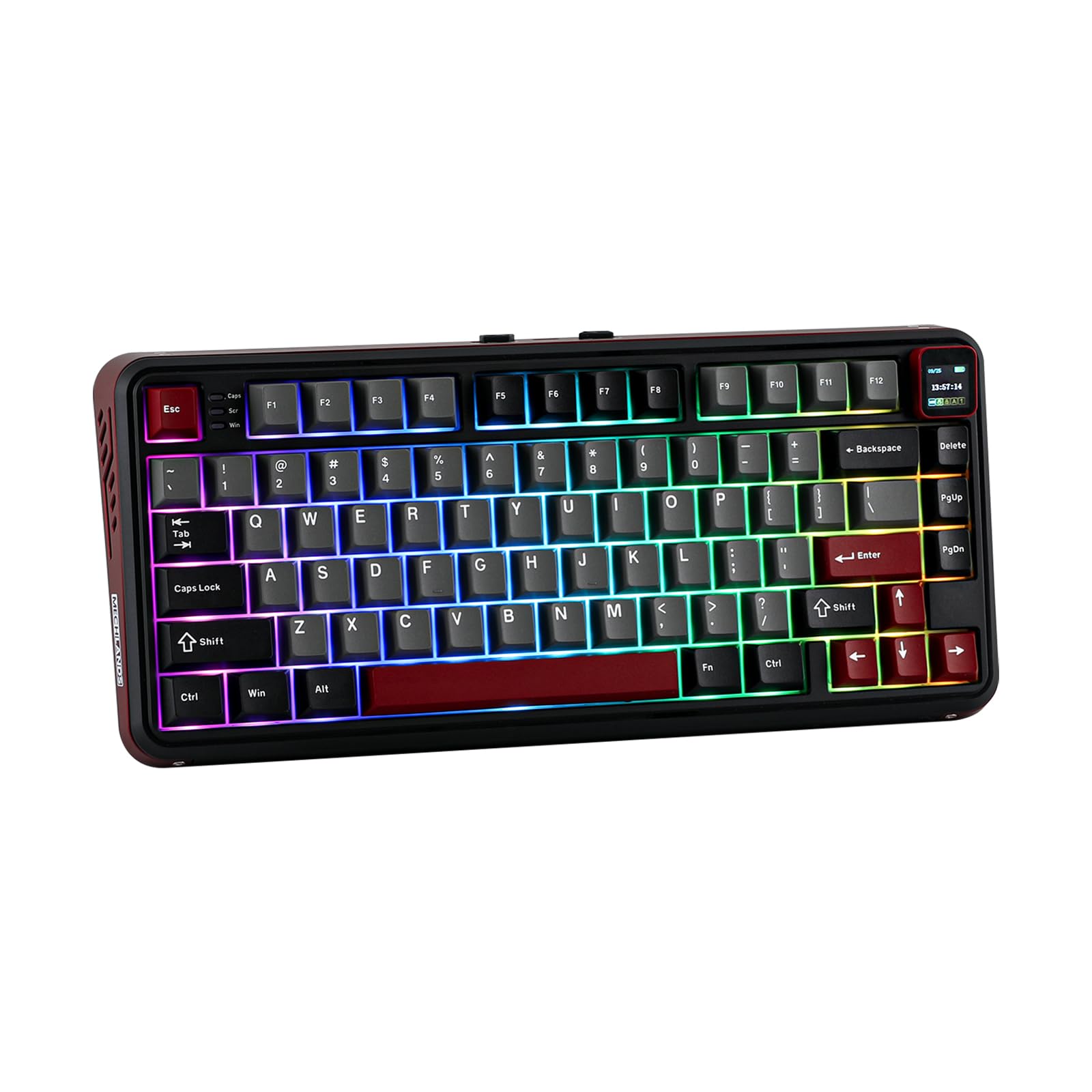 MechLands Vibe75 75%ワイヤレスゲーミングキーボード 交換可能スクリーンモジュール搭載 ホットスワップ対応 クリーミーメカニカルキーボード ガスケット構造 BT5.0/2.4GHz/USB-C 3モード接続 5層パ
