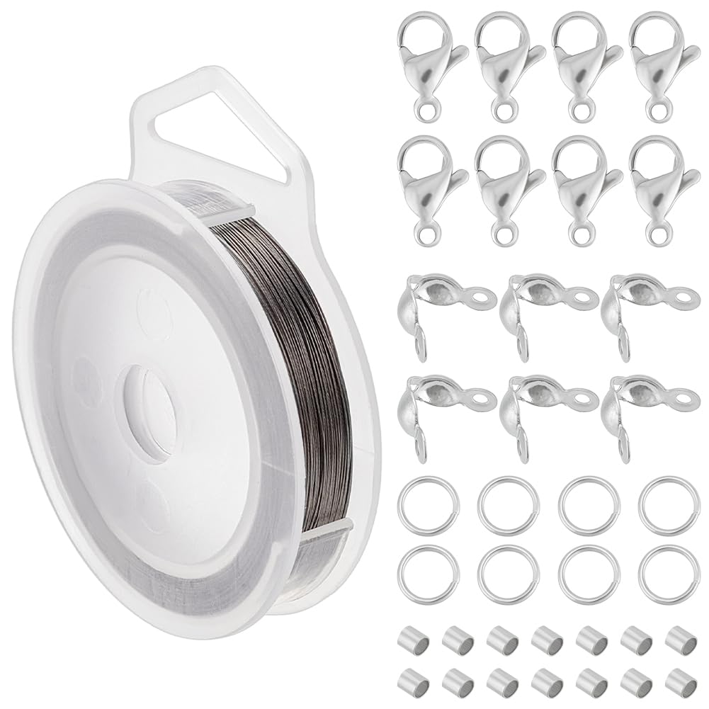 BENECREAT 約100m/ロール ステンレスワイヤー ビーズジュエリー作成キット 厚さ約0.3mm ステンレス鋼線 クラフトワイヤー ビーズワイヤー アクセサリー作りワイヤー