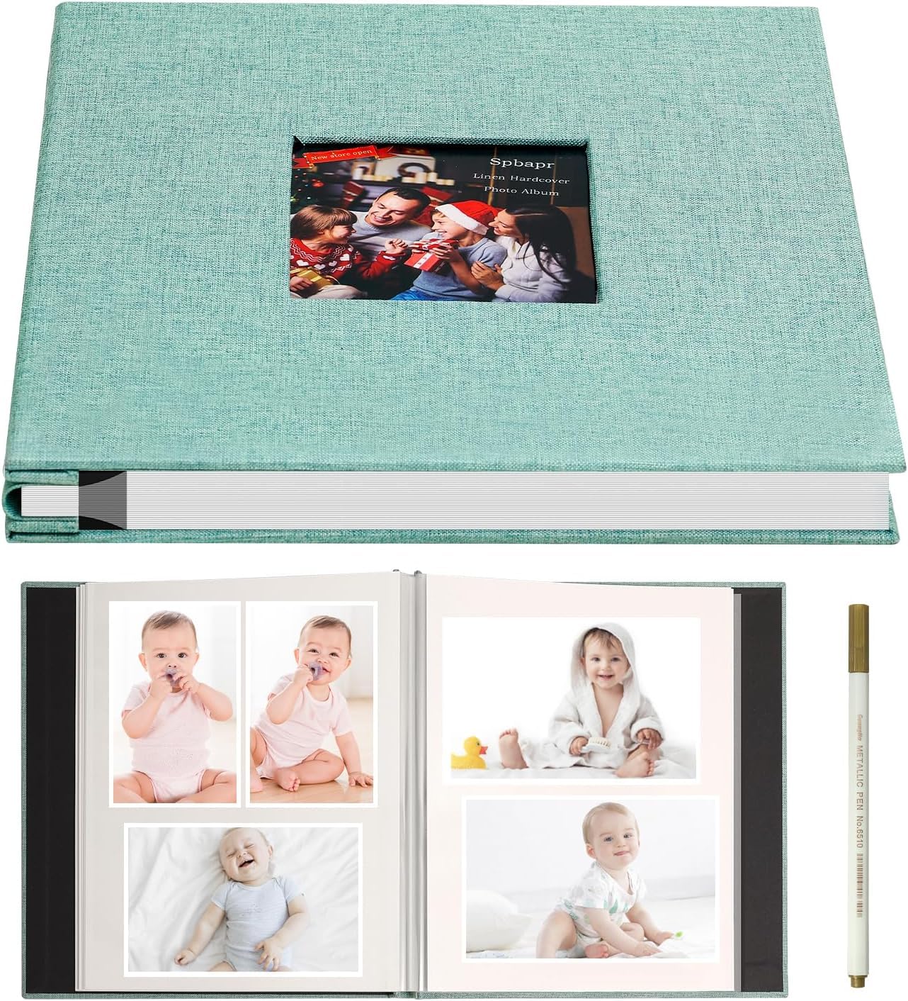 Rakuten - Raoendis アルバム 貼るタイプ 33×33.5CM リネン表紙 20枚40ページ フリー台紙 L判240枚 DIY L/KG/2L/A4写真収納 大容量 贈り物 お祝い 家庭用 記念日 結婚式 誕生日 成長記録