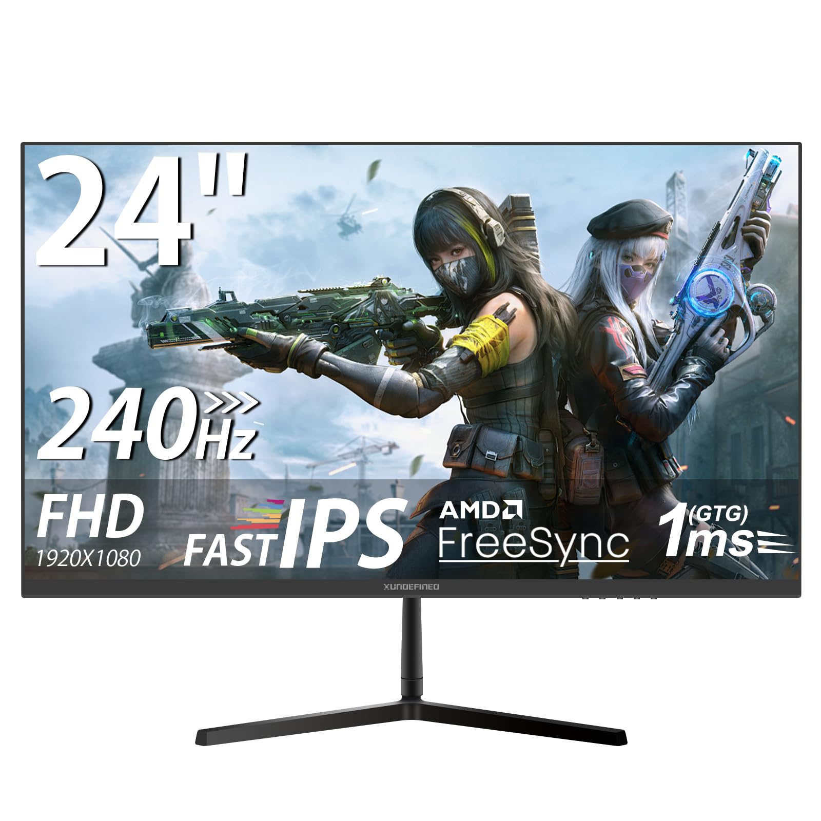 XUNDEFINED 24インチ ゲーミングモニター 240Hz 1ms フルHD(1920 x 1080) FAST IPSパネル 非光沢 126%sRGB 300cd/m² HDR10 FreeSync対..