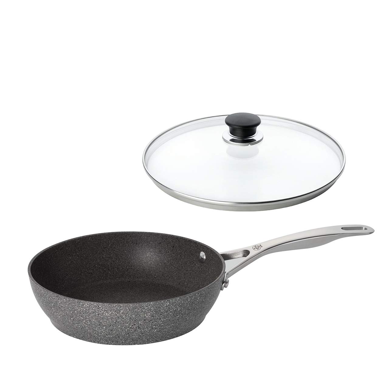 Ballarini バッラリーニ 「 ローマ 深型フライパン 24cm 」 炒め鍋 ガス火専用 グラニチウム 5層コーティング 【日本正規販売品 】 75001-795 ガラス蓋付き