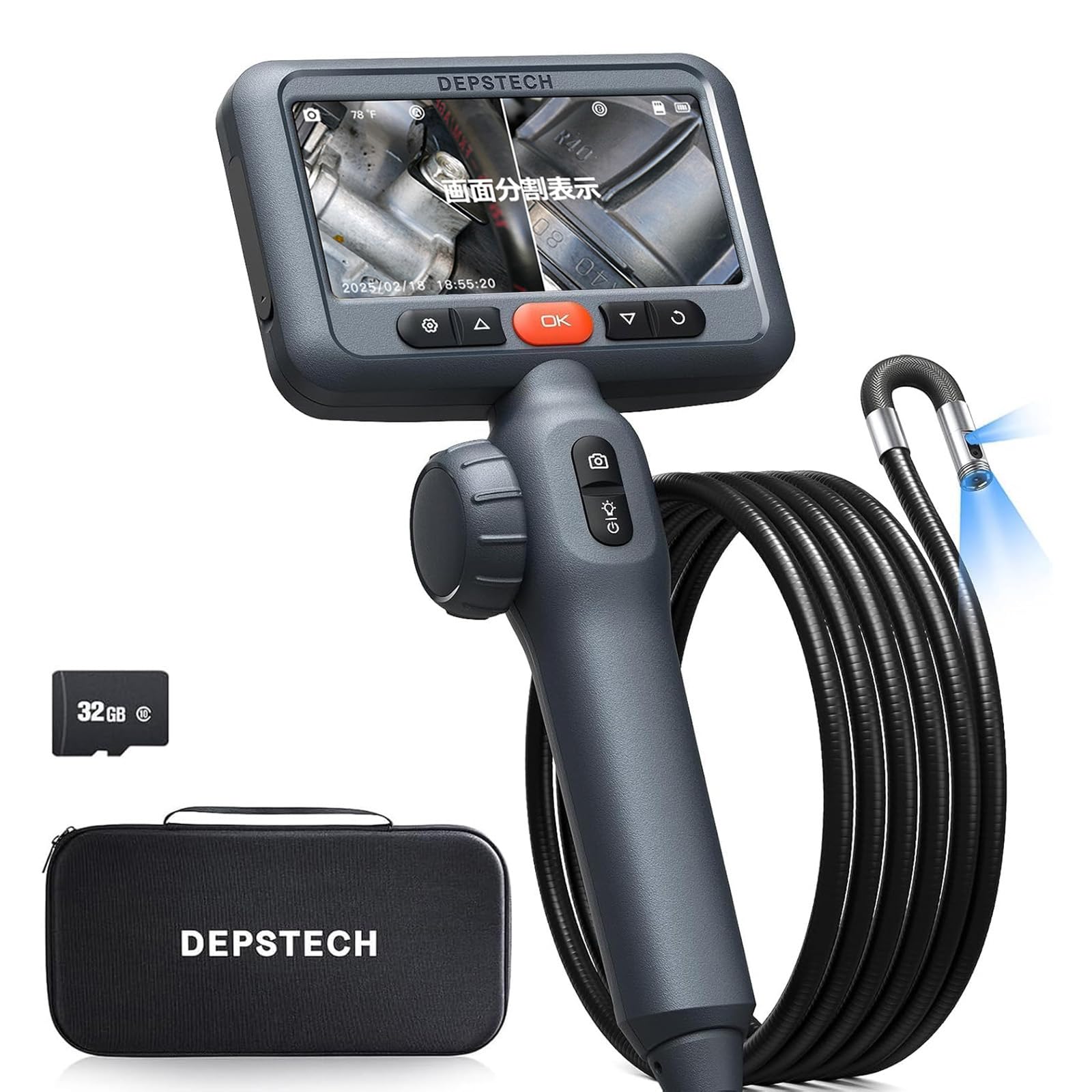 【デュアルレンズ】 DEPSTECH 先端可動式 ファイバースコープ 210°双方向回転 4.5...