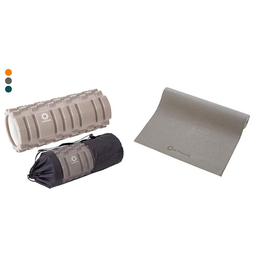 プリマソーレ(primasole) フォームローラー耐荷重200kg PSS91NH033 アースブラウン & ヨガマット 4mm アースブラウン 収納ケース付き フ