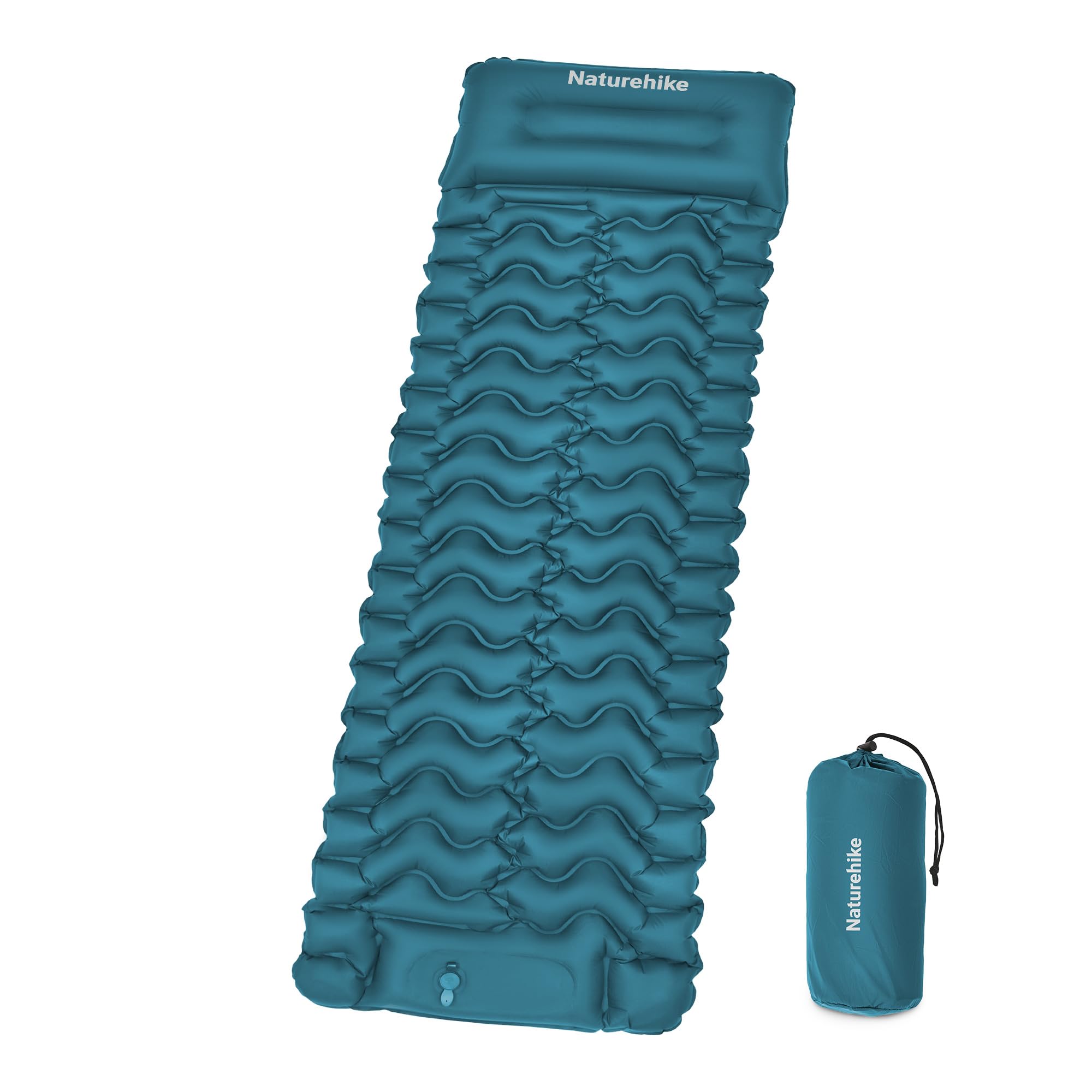 Rakuten - Naturehike キャンプ マット 足踏み式 エアマット コンパクト 枕付き 6.5cm 厚 断熱 R1.6 防撥水 耐久 キャンプ用 車中泊 防災 登山 お花見に 持ち運び便利 軽量 収納袋付き