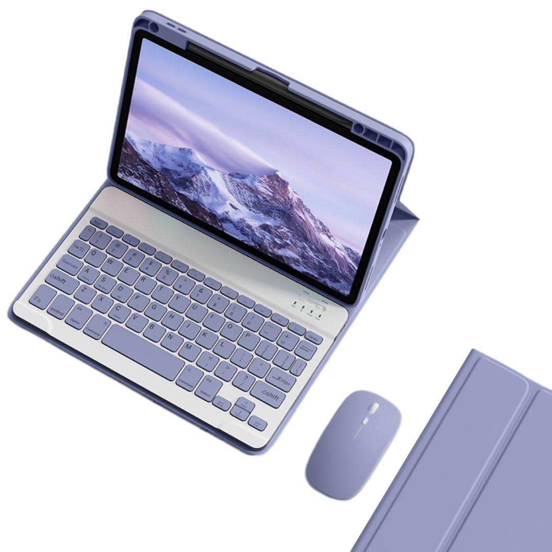 Rakuten - マウス付き Xiaomi Poco Pad キーボードケース ペン収納可能 可愛い カラーキーボード シャオミ Xiaomi Redmi Pad Pro 12.1インチ キーボード ケース,紫灰