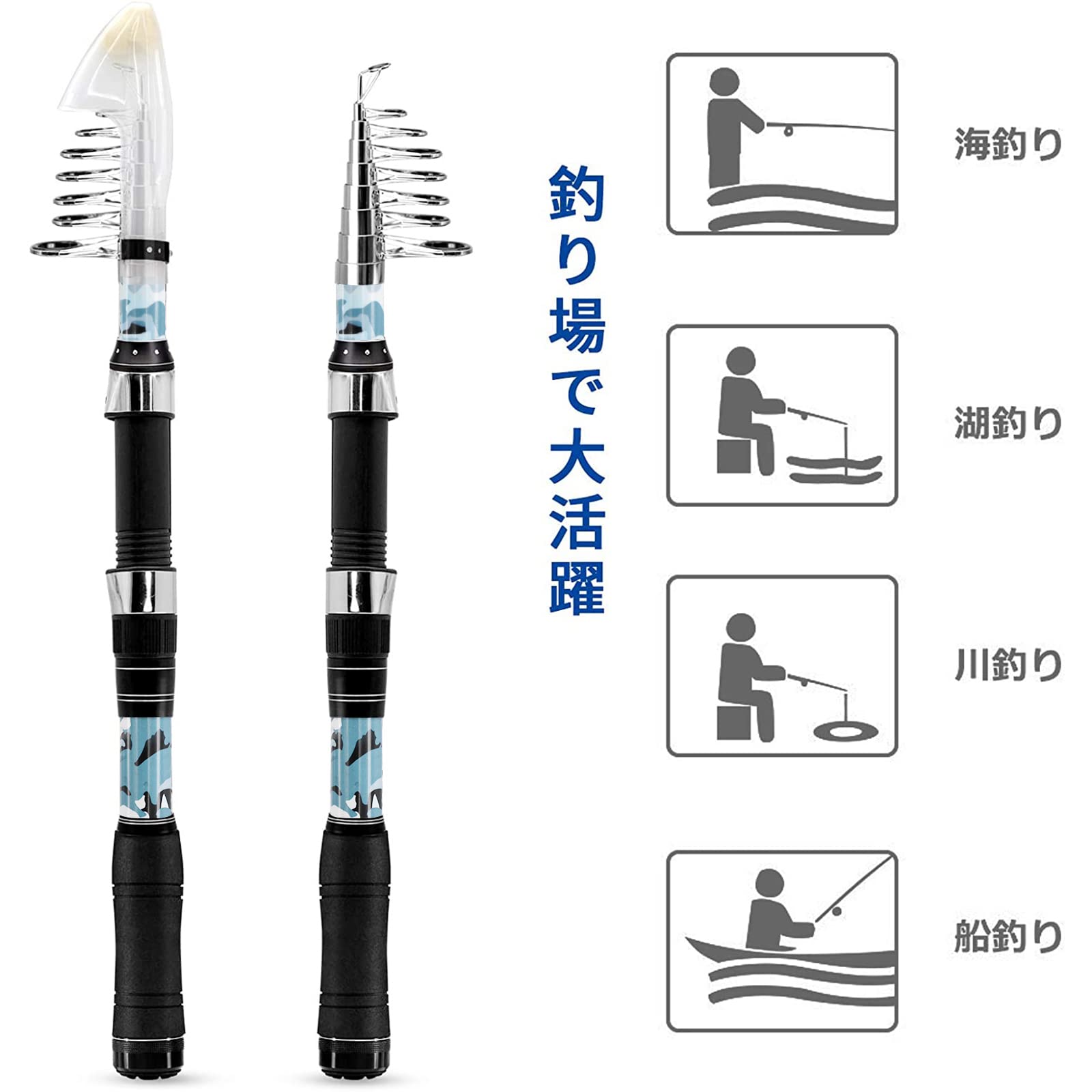 CREST shopのサンライク（SANLIKE） 投げ竿 釣り竿 ガラス繊維 サビキ 竿 超軽量 伸縮可能 釣り入門 海釣り 堤防釣り 子供用簡単な操作 振り出し竿 コンパクトロッド 携帯型 3M｜アングル3