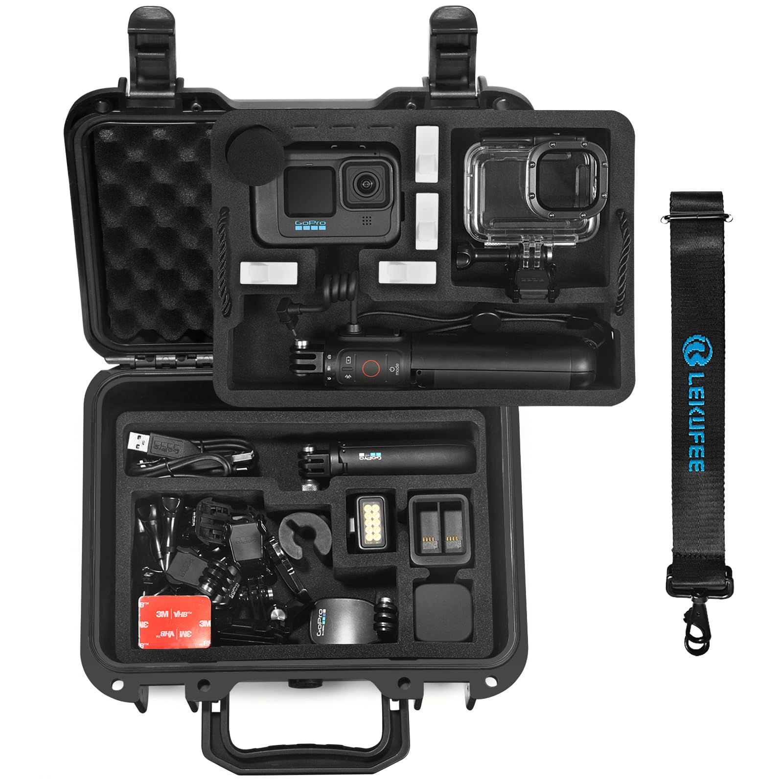 Lekufee Gopro Hero 13防水ハードケース Gopro Hero 13/12/11/10/9/8, LIT Hero,Hero 4K,Media Mod/Volta/Creator Edition/アクションカメラおよびその他のアクセサリーに対応 (ケースのみ)
