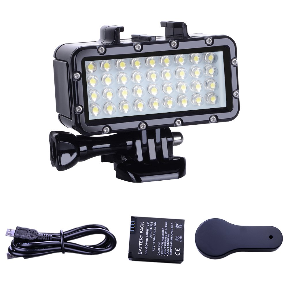 Suptigダイビングライトハイパワー調光対応防水LEDビデオライトナイトライトダイビング水中ライト防水Compatible For Gopro Hero 11/ Hero 10/ Hero 9/ Hero 8/Hero 7/6/5 / 5S / 4 / 4S / 3 + / 2 / More Action Cameras