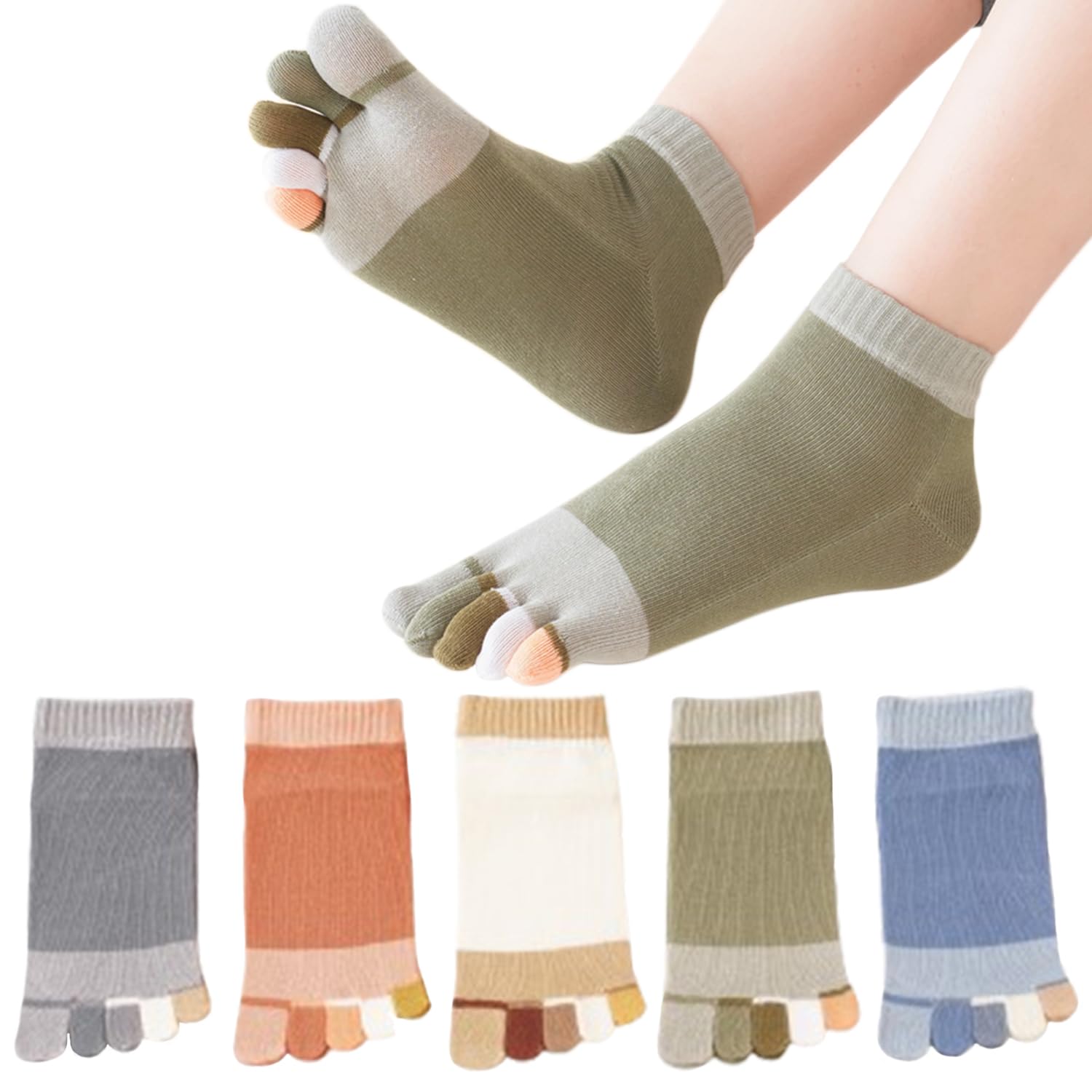 Rakuten - Ech.Apr 5本指ソックス レディース 5色5足セット 五本指 靴下 スポーツソックス 女性用 通気防臭 運動 四季通用 ヨガ ソックス 伸縮性あり 可愛い ソックス (JP, 数字サイズ, 22.0 cm, 25.0 cm, レギュ