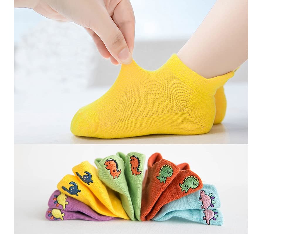 [エイーホ] 5足セット ソックス 刺繍 男の子 ベビー キッズ メッシュ 男児 通気 ボーイズ 夏 女の子 ショートソックス くるぶし恐竜 靴下 (恐竜柄, 18-21cm) crestshop-10059749 CREST shop サンプル画像2