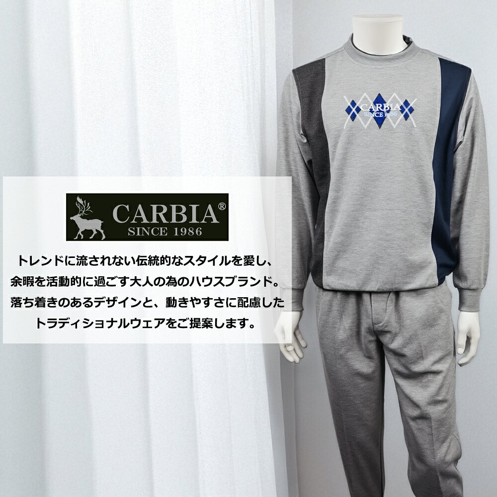 CARBIA カルビア 長袖 無地 スウェット 上下セット クルーネック シニアファッション メンズ 春 夏 シニア おじいちゃん 高齢者 祖父 紳士服 男性 ゆったり 洗える オシャレ ブランド お出掛け ルームウェア プレゼント creststyle-10001906 CREST STYLE クレストスタイル サンプル画像2