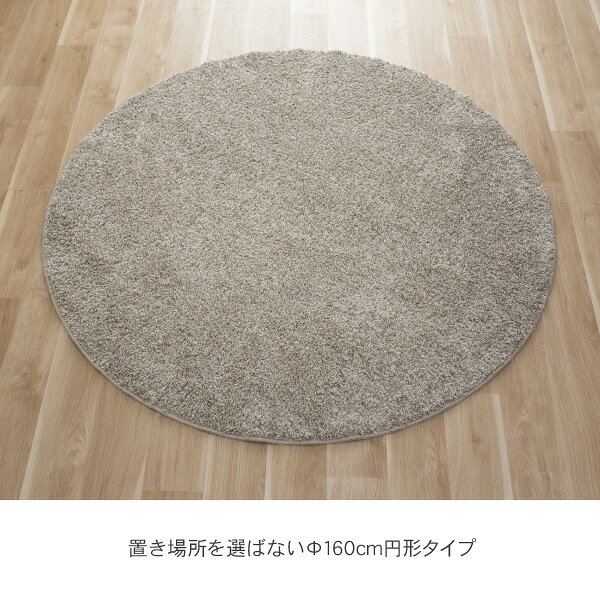 ソファ工場直営 クルーズ 公式のラグ マット 丸型 シャギー 日本製 160cm 防ダニ 抗菌 防臭 防炎 床暖房対応 リビング 円形 丸い おしゃれ ふわふわ 無地 シンプル モダン 北欧 韓国インテリア ナチュラル グレーAster アスター｜アングル3
