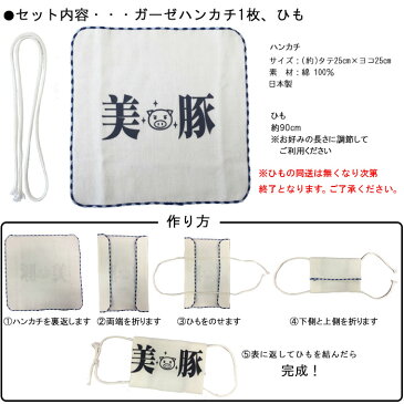 ガーゼハンカチ 手作りマスク セット 洗える 繰り返し使える 無地 美豚 和柄 豊天商店