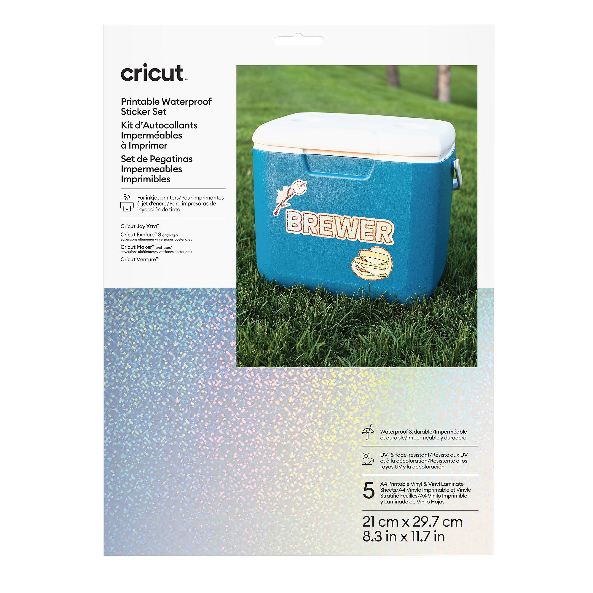 Rakuten - 【国内正規品】Cricut 印刷可能な防水ホログラムステッカー（ホワイト）/A4/5枚入【対応機種: Joy Xtra / Explore / Maker】