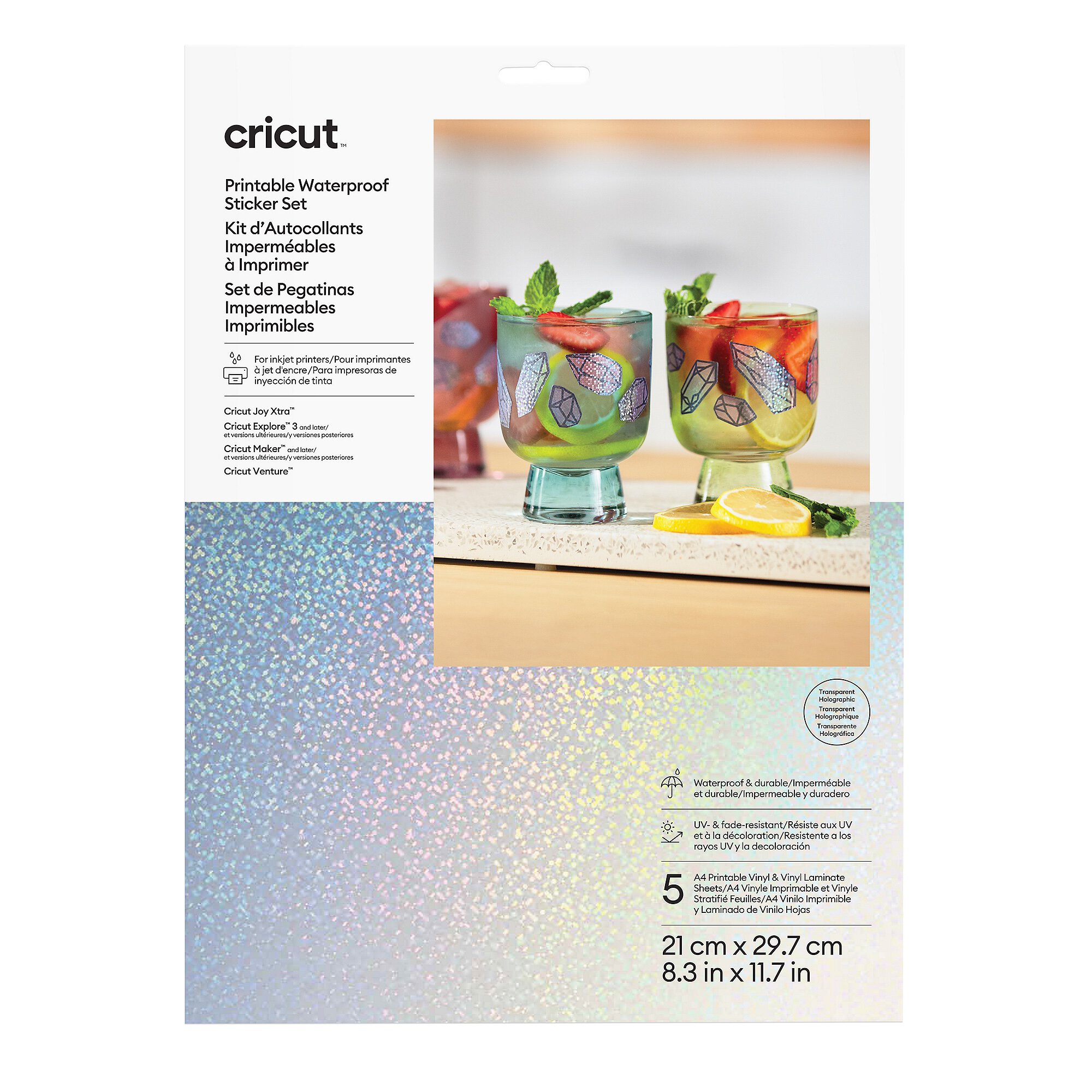 Rakuten - 【国内正規品】Cricut 印刷可能な防水ホログラムステッカー（透明）/A4/5枚入【対応機種: Joy Xtra / Explore / Maker】