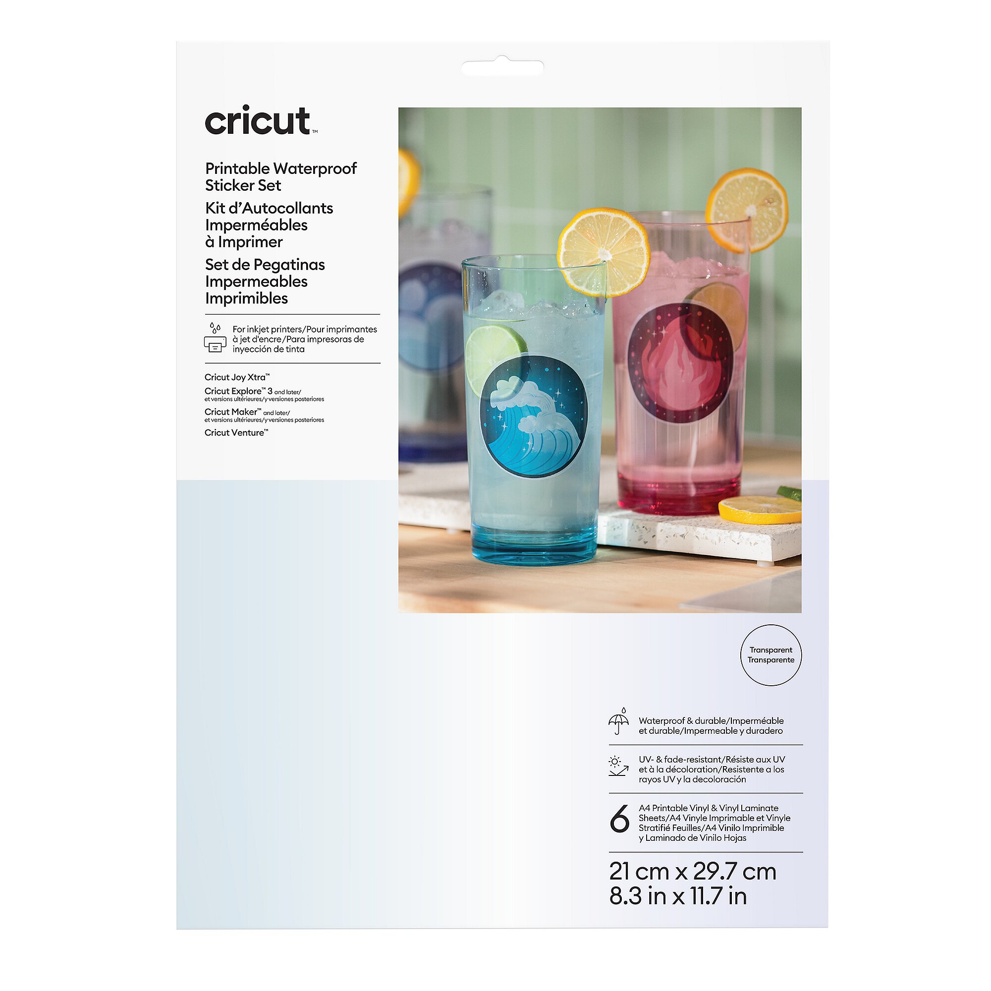 Rakuten - 【国内正規品】Cricut 印刷可能な防水ステッカー（透明）/A4/6枚入【対応機種: Joy Xtra / Explore / Maker】
