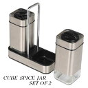 【DULTON】CUBE SPICE JAR SET OF 2 キューブ スパイス ジャーセットオブ2　K20-0125/2【定形外郵便送料込】スパイス入れ　調味料入れ　2個セット　スタンド付き