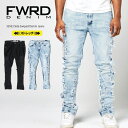 FWRD DENIM ジーンズ  ストレッチ素材 スリムフィット フレア ジーパン ダメージ ウォッシュ ストリート HIPHOP B系 メンズ