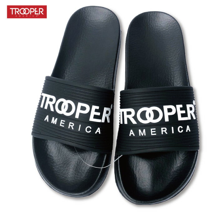 TROOPER  トゥルーパー チカーノ ローライダー ロゴ 黒 ブラック Ribber Slide Sandal HOUSESHOES WESTCOAST HIPHOP CHICANO LOWRIDER TAS-01