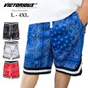 【L〜4XL】 VICTORIOUS 【 ペイズリー メッシュパンツ 】 バンダナ柄 メッシュ ショーツ ハーフパンツ トラックパンツ イージーパンツ バスパン ヴィクトリアス メンズ ズボン 大きいサイズ