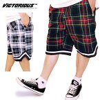 【M〜2XL】 VICTORIOUS 【チェック柄】 ショートパンツ バスケットボール ショーツ タータンチェック ハーフパンツ メンズ 短パン ストレッチ チェック HIP HOP LA 大きいサイズ PLAID BASKETBALL SHORTS M L LL 2L