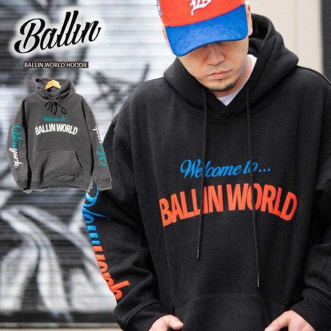 BALLIN パーカー 【 BALLIN WORLD HOODIE 】 プルオーバー フーディ ヒップホップ HIPHOP メンズ 裏起毛 厚手 ヘビー 高品質 12オンス ..