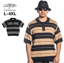 【L〜4XL】CAL TOP ニット ポロシャツ【 チャーリーブラウン 】 CHARLIE BROWN ボーダー ビッグサイズ チカーノ ローライダー CHICANO LOWRIDER カリフォルニア ストリート メンズ 大きいサイズ USサイズ【メール便は1点まで】【メール便はラッピング不可】