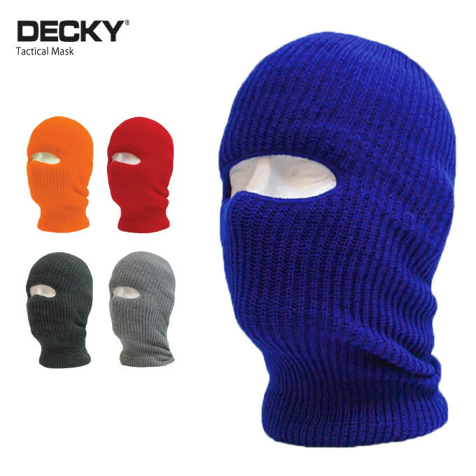 DECKY  FACE MASK ニット帽 無地 目出し帽 防寒 スノーボード ミリタリー 冬キャンプ 登山 サバゲー ウィンタースポーツに大活躍! 黒 BLACK デッキー 帽子 メンズ 帽子 仮装グッズ 強盗マスク 犯人マスク MASK KNIT CAP